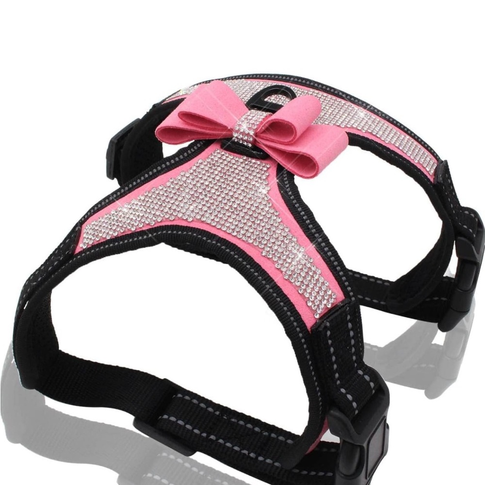Dog Harness with beautiful Rhinestone detailing and Bow - Size Small